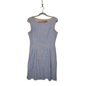 VINCE CAMUTO $128 Sleeveless Lace Fit &‎ Flare Dress Blue/Tan Size 10